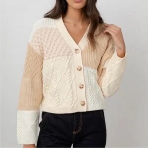 Rails Reese Cream Patchwork Cardigan Size XS